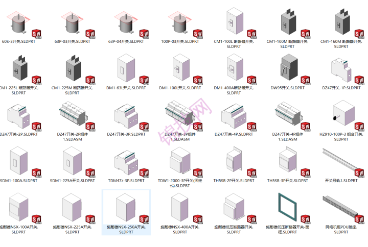 solidworks机柜五金配件库钣金电气柜配件-1