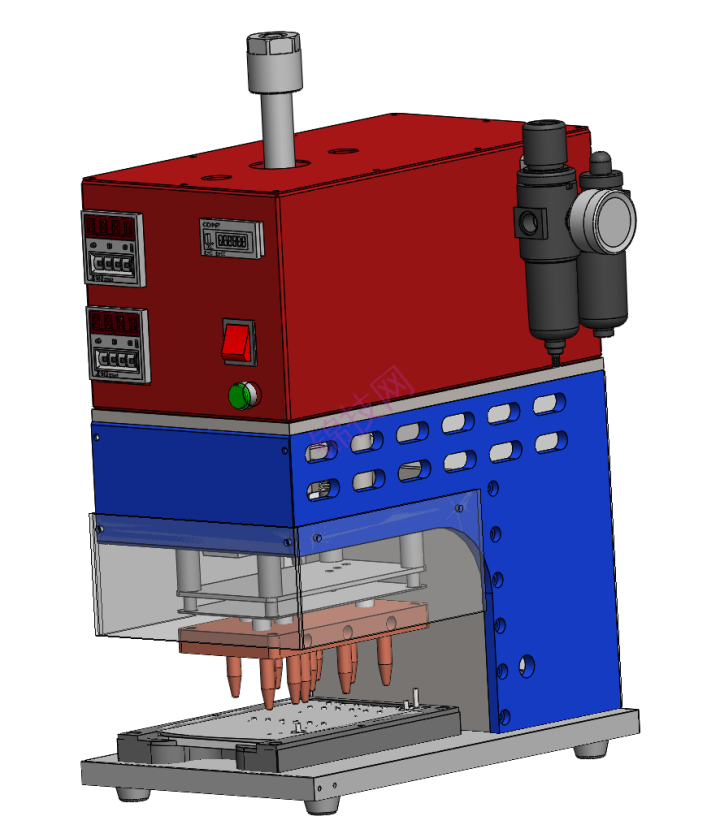 solidworks塑料热熔接铆合机三维模型下载