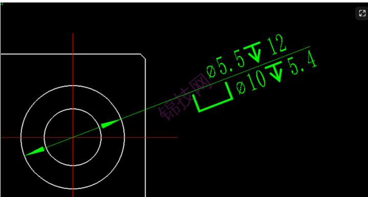 caxa孔等尺寸标注添加水平引线水平放置