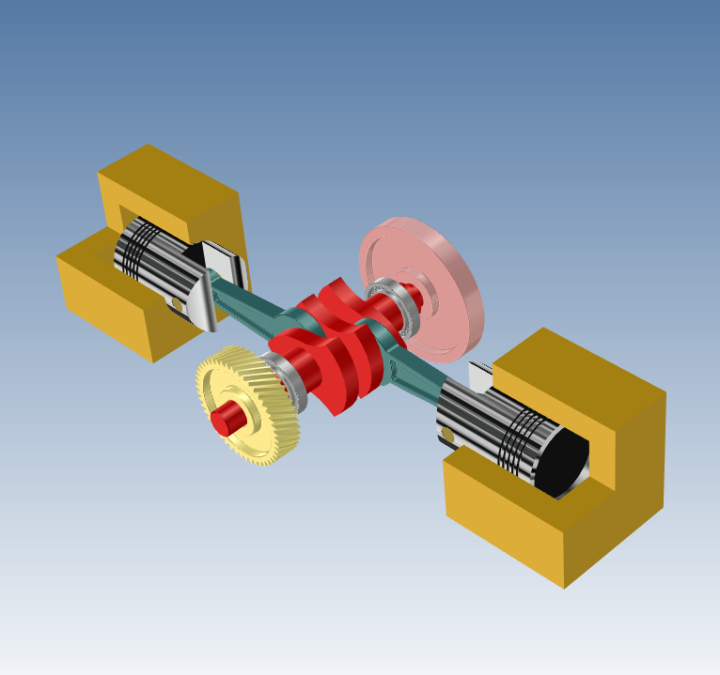 CAXA双曲轴装配体模型