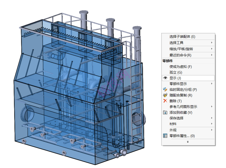 solidworks装配体显示所有隐藏零部件方法-1