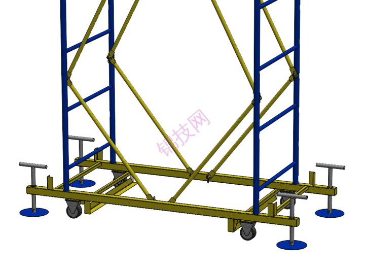 SolidWorks钢结构工作操作平台三维模型移动楼梯3D图纸