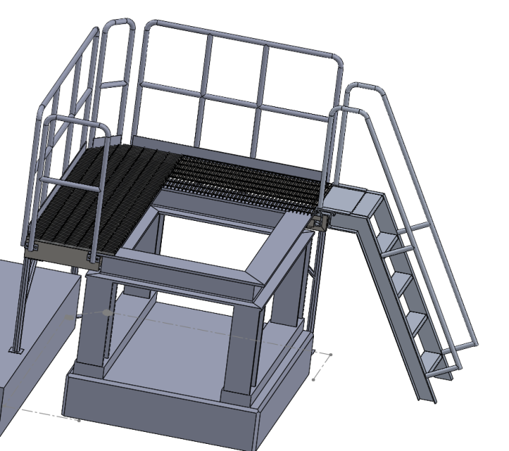 SolidWorks钢结构工作操作平台三维模型移动楼梯3D图纸