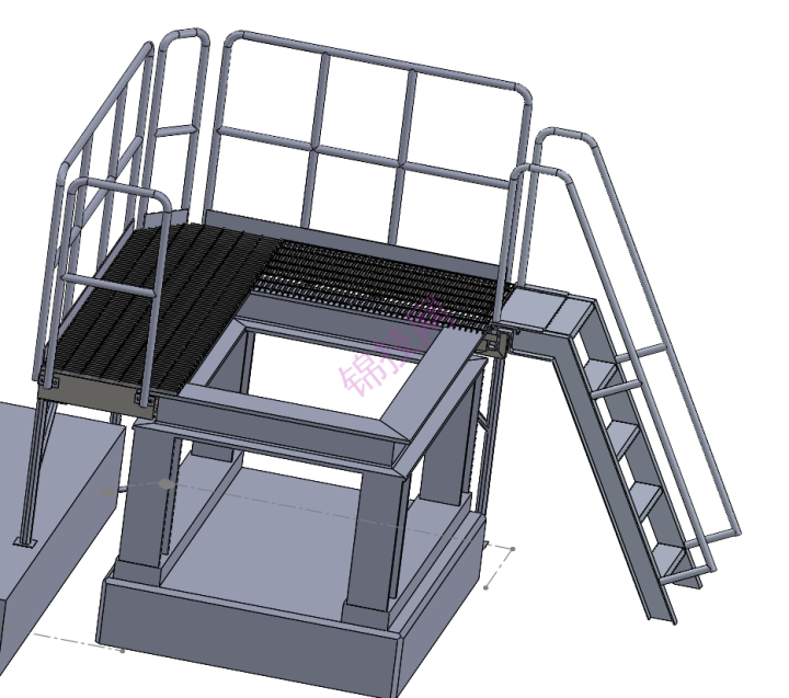 SolidWorks钢结构工作操作平台三维模型移动楼梯3D图纸