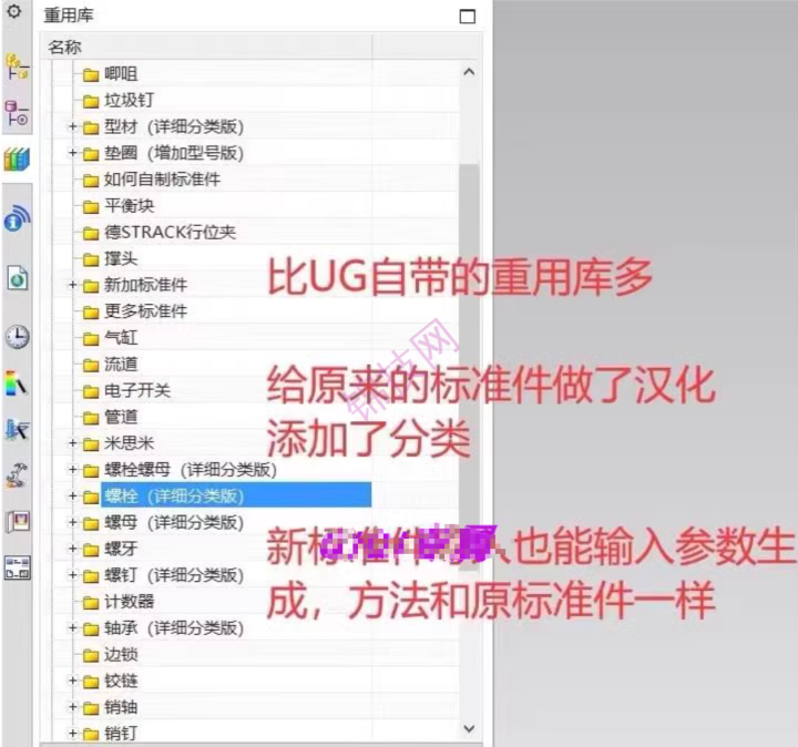 UG标准件库UG NX重用库增强版/UG2406/ug10 12.0汉化版