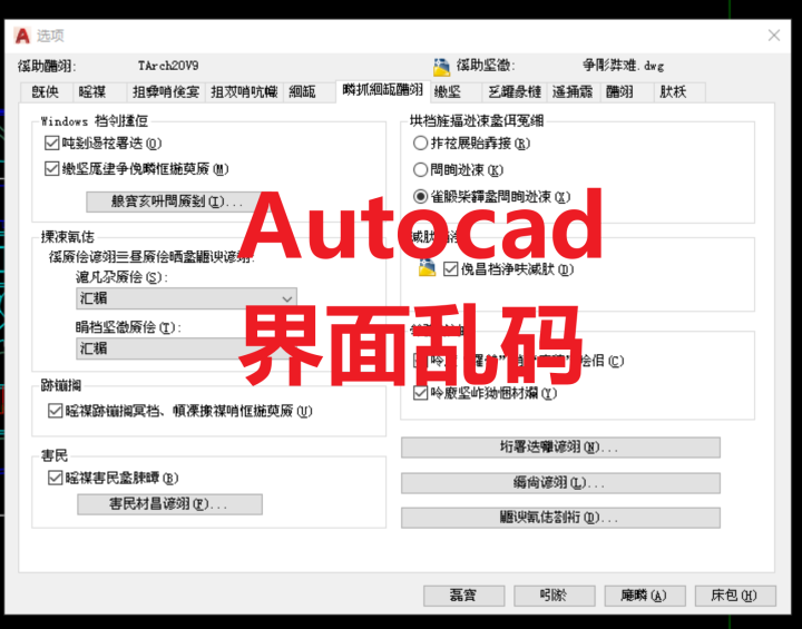 CAD界面打开是乱码 如何解决