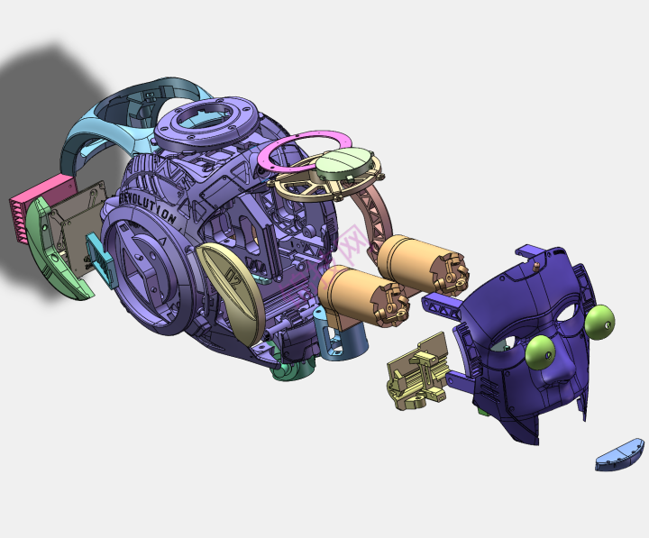 头壳模型机械式 stp文件 装配体sldasm格式